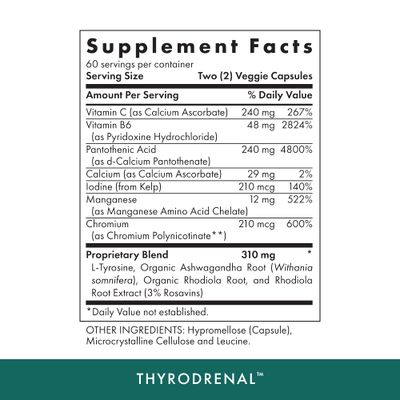 MICHAEL'S Health Naturopathic Programs Thyrodrenal - 120 Vegan Capsules - Supports Thyroid Adrenal Health - with Vitamin C - 60 Servings