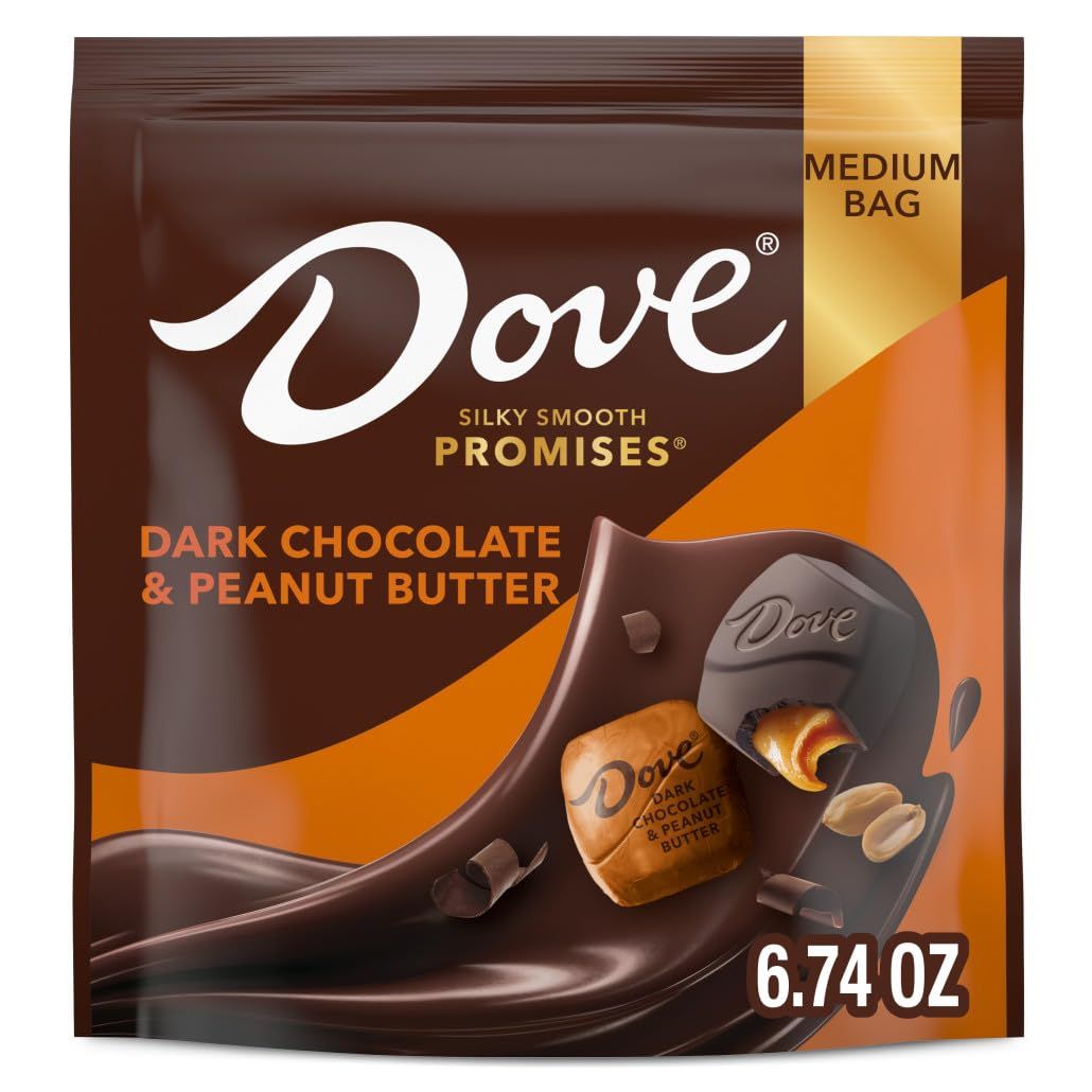 DOVE PROMISES Dark Chocolate Peanut Butter Mother&#39;s Day Chocolate Candy, 6.74 oz Bag (Pack of 8)