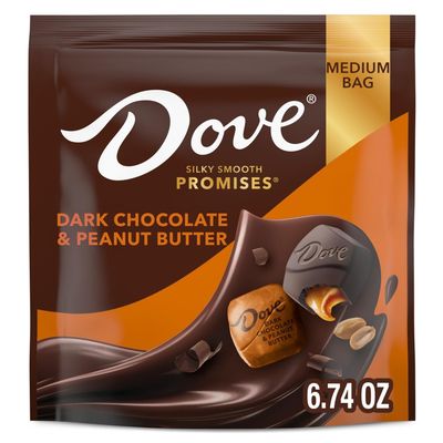 DOVE PROMISES Dark Chocolate Peanut Butter Mother&#39;s Day Chocolate Candy, 6.74 oz Bag (Pack of 8)
