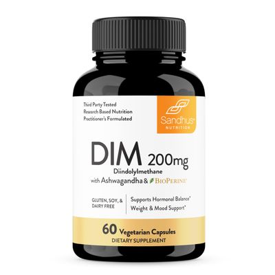 Sandhu&#39;s DIM Supplement 200 mg -60 Capsules - Diindolymethane with Ashwagandha Bioperine Hormone Balance for Women Men, Hormonal Acne Supplements