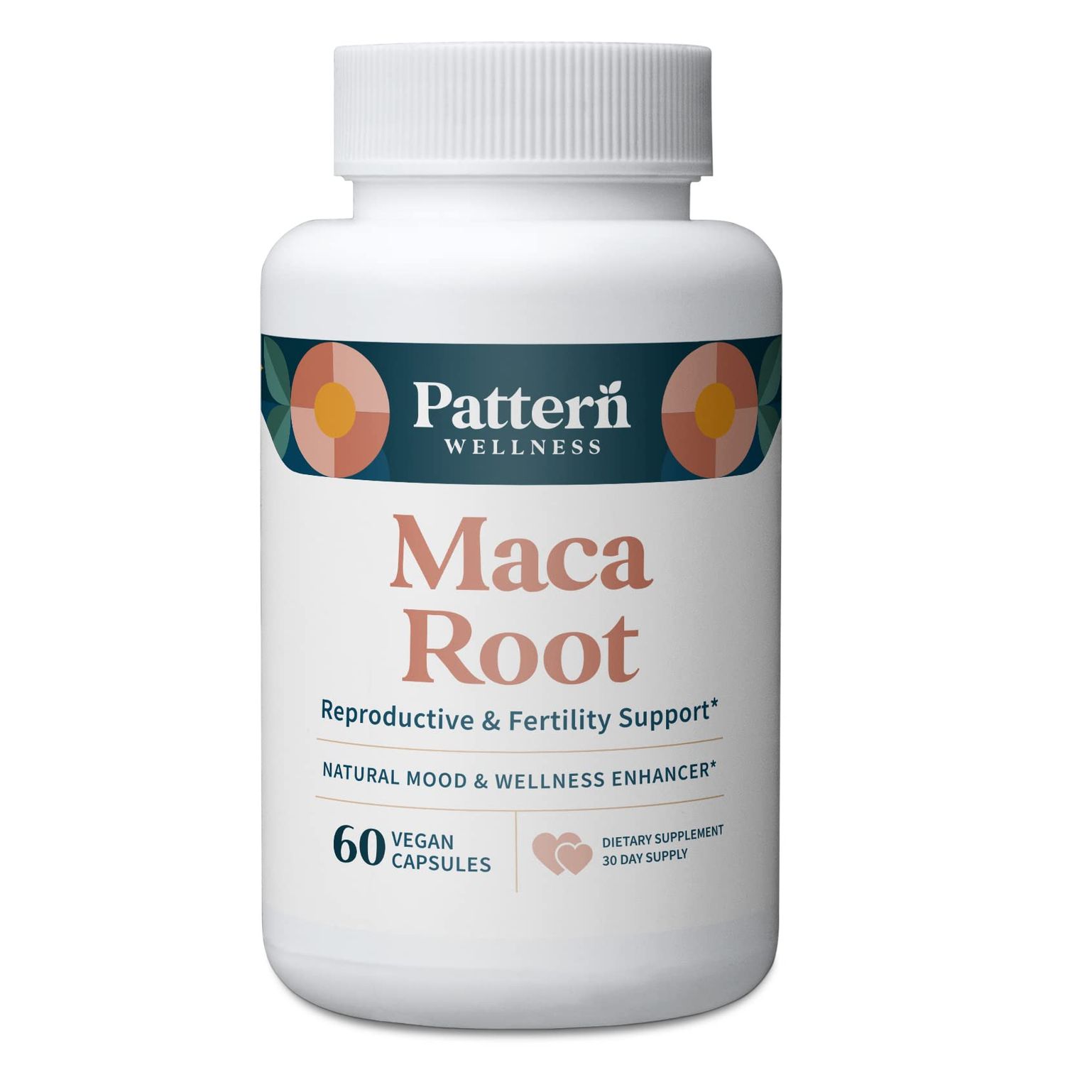 Pattern Wellness Maca Root for Men Women - 10,000mg - Natural Mood Wellness Enhancer - Unique Optimum Blend for Fertility, Reproductive Whole Body Health - 60 Vegan Capsules
