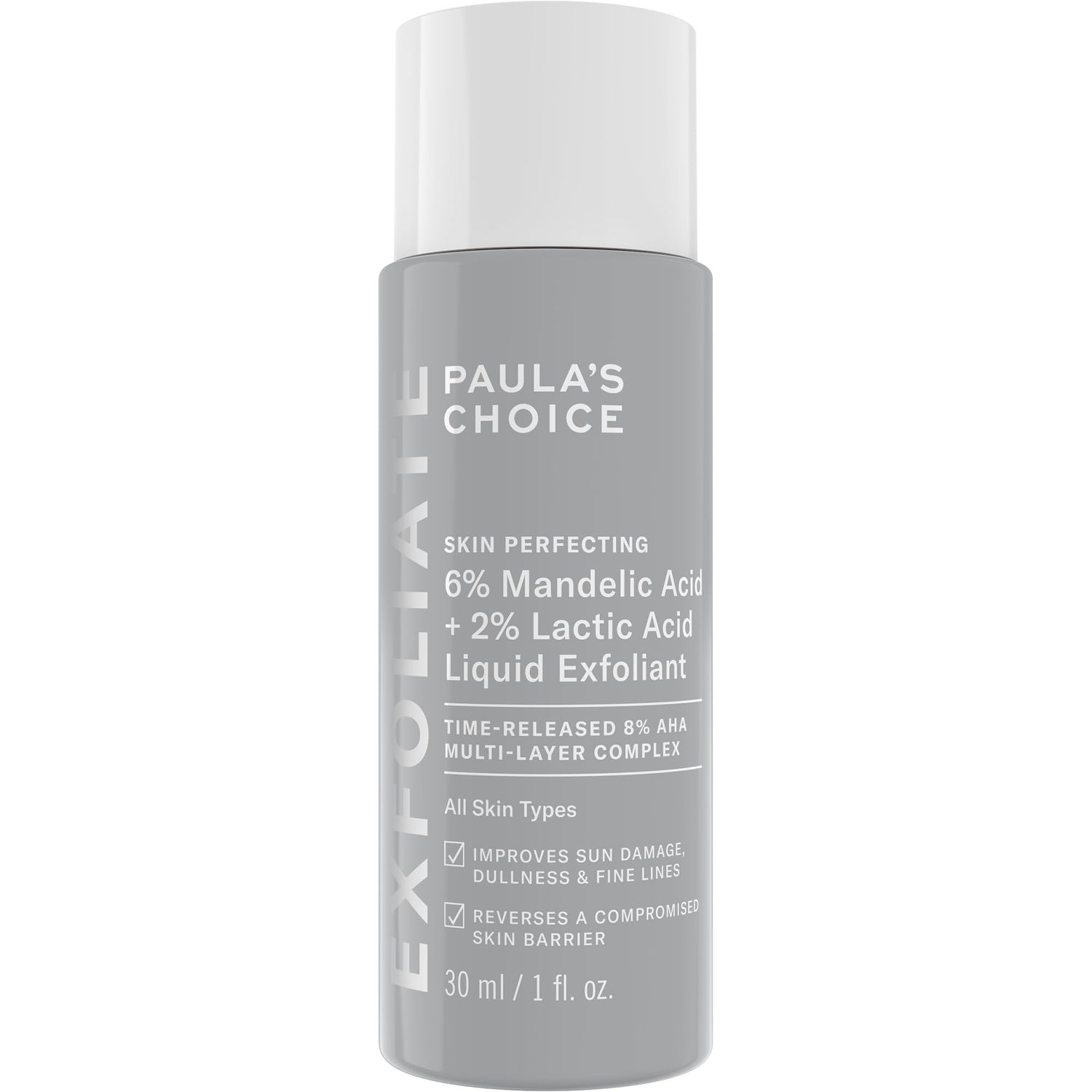 Paula s Choice 6 Mandelic Acid 2 Lactic Acid Exfoliant, Gentle Daily AHA Exfoliation for Discoloration, Bumpy Texture Radiance, for Sensitive Skin, Fragrance-Free Paraben-Free, 1 Fl. Oz.