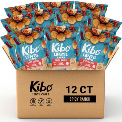Kibo Lentil Chips Spicy Ranch - 6g Protein, Non-GMO, Vegan, Plant-based, Crispy and Non-Fried - Made with Real Veggies - 1 oz (Pack of 12)