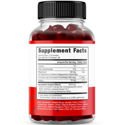 GLP-1 Gummies (GLP1 Supplement with Berberine Ceylon Cinnanom) GLP Gummies for Support Gut Health Metabolism - Delicious Peach Raspberry Flavor - Third Party Tested, Vegan USA Made - 60 Count
