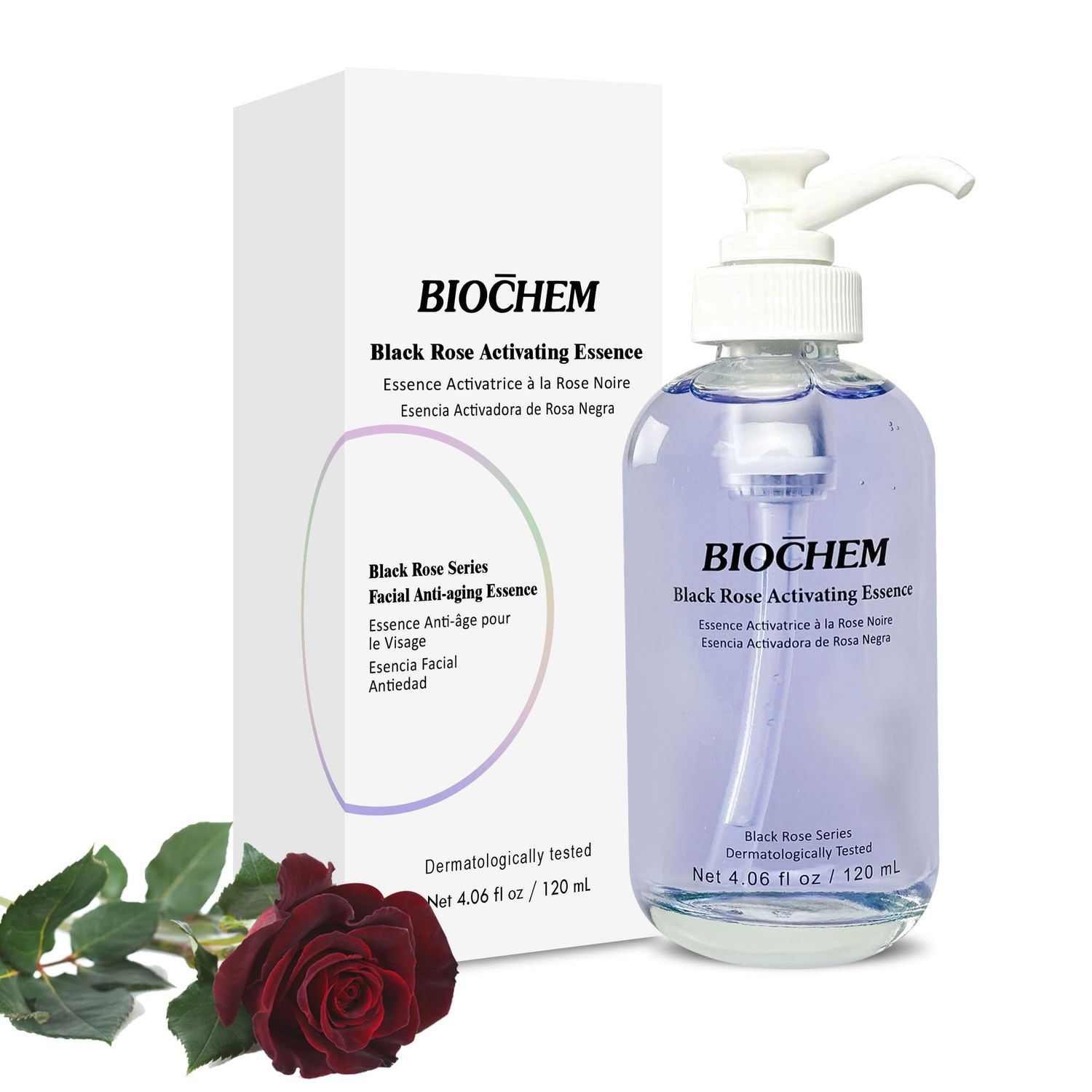 BIOCHEM Black Rose Activating Essence - 4.06 fl. oz 120 ml, Hydrating Anti-Aging Facial Essence with Luxurious Formula for Skin Radiance, Serum-Like Anti-Aging Elixir Beauty Booster
