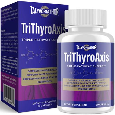 Thyroid Support Supplement for Women Men - Professional T4, T3, T2 Triple-Pathway - Metabolism Energy - with L-Tyrosine, Selenium, Ashwagandha Guggul Extract - Standardized Herbs - 60 Capsules