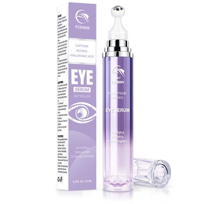 Caffeine Eye Cream for Dark Circles Under Treatment Eye Serum for Wrinkles Fine Lines, Retinol Under Cream for Puffiness and Bags with 360 Massage Roller-Ball
