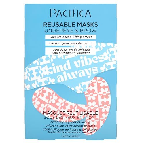 Pacifica Reusable Mask Set - Silicone Undereye Brow Mask Set for Forehead Under Eye, Anti-Wrinkle, Firming, Pair with Serum, Vegan Cruelty-Free, 3 Pieces