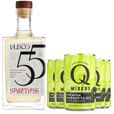 ChromaCast Spiritless Jalisco 55 Distilled Non-Alcoholic Tequila Bundle with Q Mixers Margarita Mix (Margarita) - Premium Zero-Proof Liquor Spirits for a Refreshing Experience 5 PACK