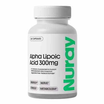 Nuray Alpha Lipoic Acid 300mg - Antioxidant Supplement for Healthy Aging, Supports Energy Production, Proper Nerve Function, Metabolism - 60 Vegetarian Capsules, Gluten-Free Dietary Supplement