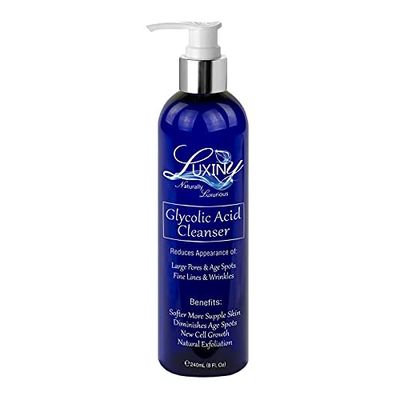 Luxiny Glycolic Acid Face Wash Exfoliating Cleanser Pore Minimizer for WomenMen, 8 oz Vegan Natural 10 AHA Facial Acne Body Wash