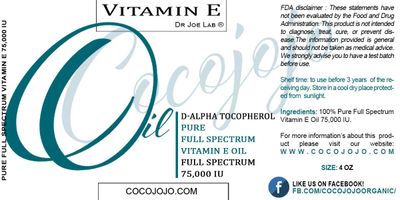 cocojojo Vitamin E Oil for Skin, Organic Vitamin E Oil for Hair, Face, Liquid Vitamin E, Vitamin E Body Oil, 100 Pure Natural Cold Pressed Unrefined, Moisturizes Nourishes, Non GMO - 4 Oz