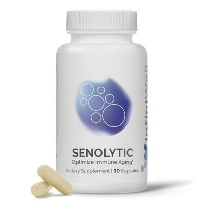 InfiniWell Senolytic Supplement for Cellular Aging, Fisetin, Quercetin, Pterostilbene, Resveratrol Curcumin, Promotes Healthy Aging, 30 Capsules (1 Month Supply)