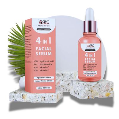 4 in 1 Facial Serum, 10 Hyaluronic Acid, 5 Niacinamide, 30 Vitamin C, 10 Vitamin E, 1.01 fl oz
