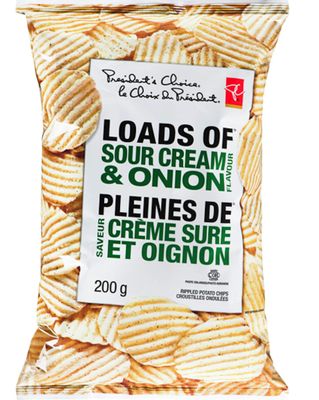Presidents Choice Loads Of Creamy Ripple Sour Cream Onion Chips 200g from Canada