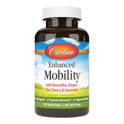 Carlson - Enhanced Mobility, Botanical Joint Support, Boswellia, Tart Cherry, Curcumin, Ginger, 120 Softgels