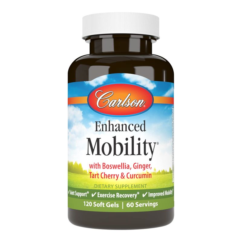 Carlson - Enhanced Mobility, Botanical Joint Support, Boswellia, Tart Cherry, Curcumin, Ginger, 120 Softgels