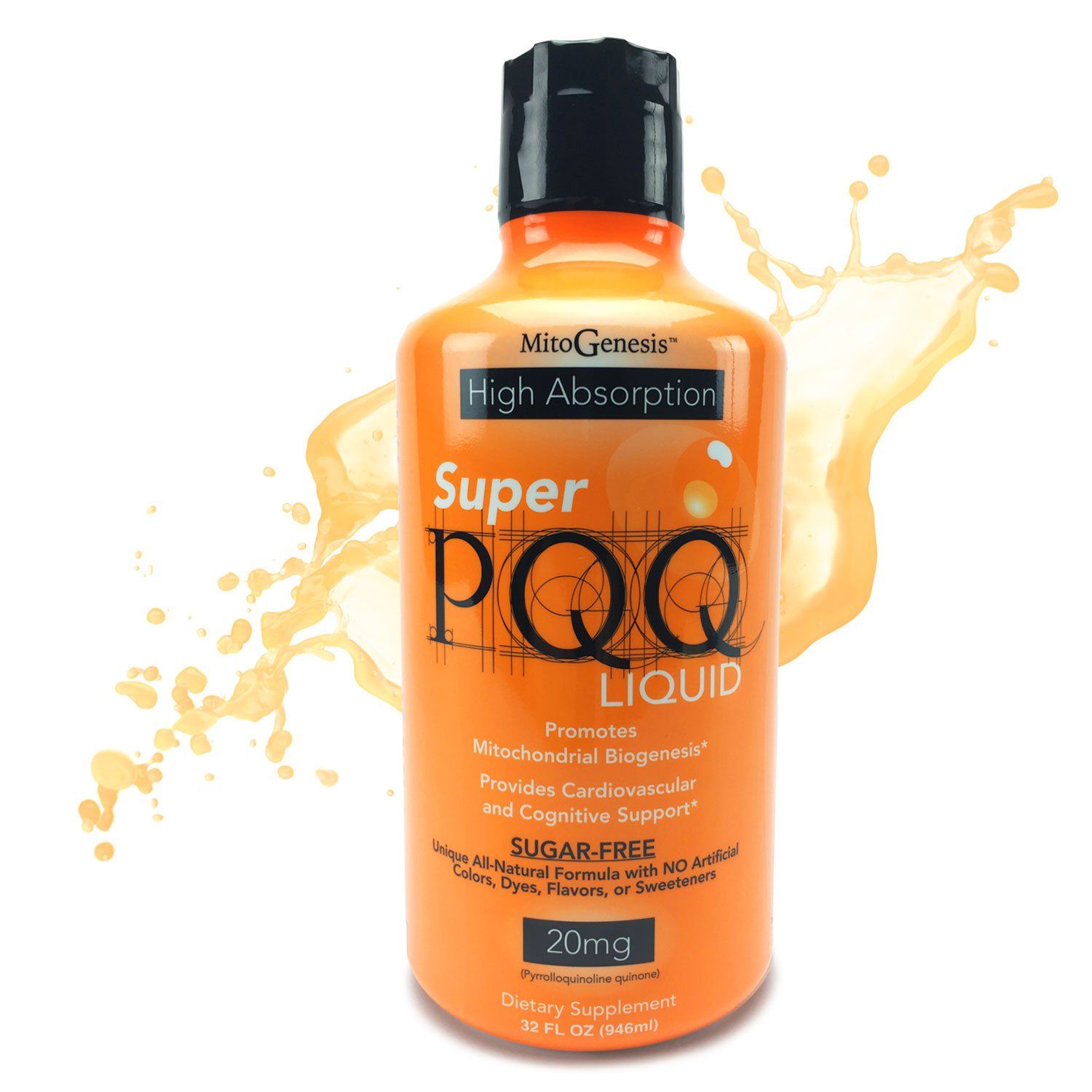 Mitogenesis - Super PQQ Liquid - Highly Absorbable Pyrroloquinoline Quinone 20 Milligram, Best Liquid PQQ for Mitochondrial Biogenesis, Supports Heart Health, Cognitive Function and Mental Focus