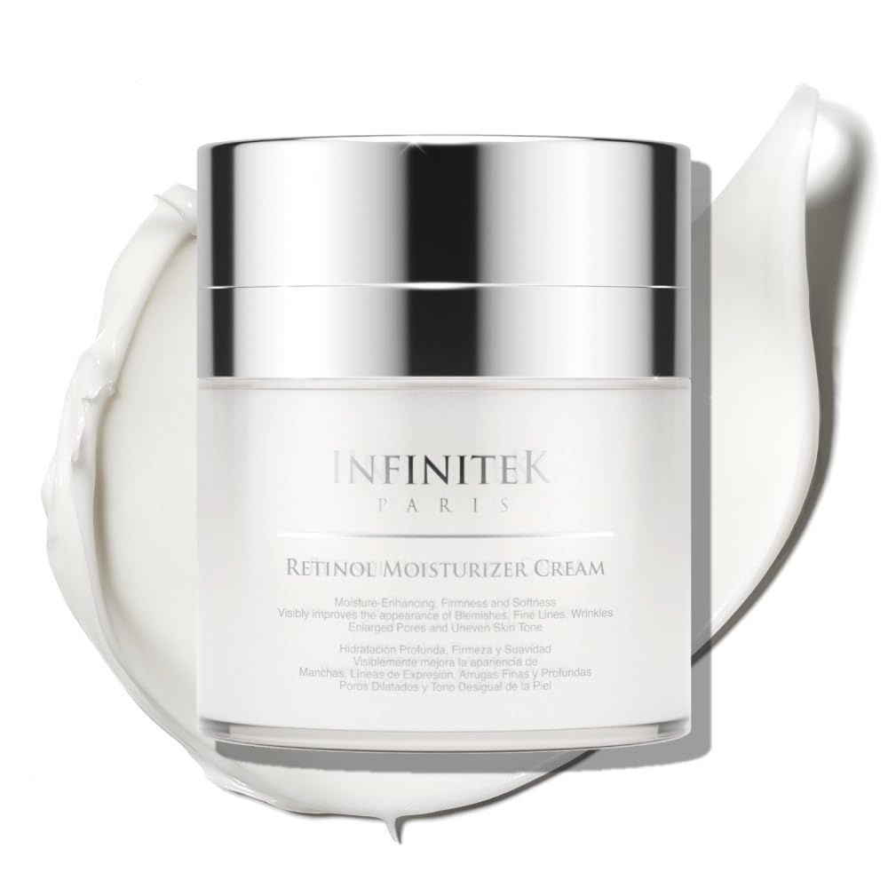 Infinitek Paris Retinol Face Moisturizer Night Cream - Premium Skin Care with Collagen Vitamin E. Advanced Anti-Aging and Antioxidant Face Cream. Skin Vitamin Enriched Moisturizer for Radiant Skin