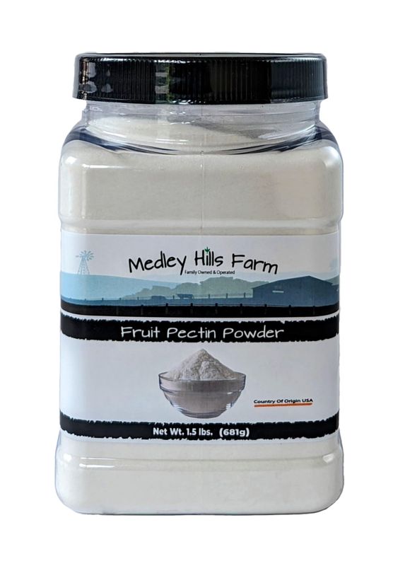 Fruit pectin Powder by Medley hills farm 1.5 Lbs. in Reusable Container - Premium Fruit pectin for canning jam or Jellies - 100 Natural Vegan - Made in USA