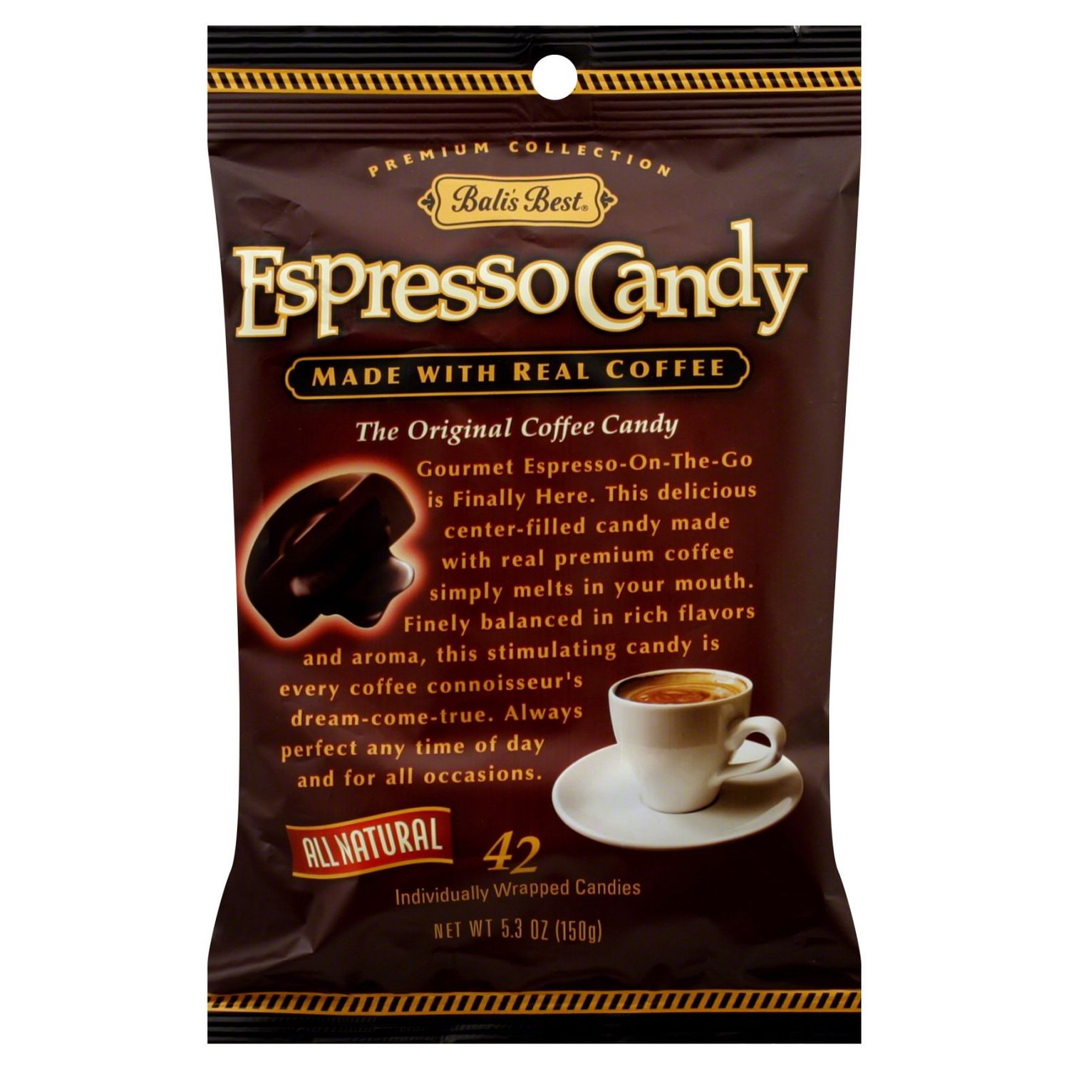 Bali&#39;s Best Espresso Candy Center Filled with Espresso, 5.3 Ounce (6 Pack)