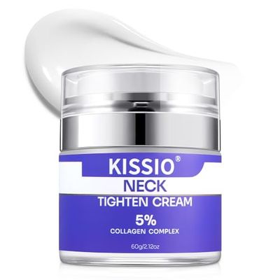 KISSIO 5 Collagen Complex Neck Cream-Neck Tightening Cream with Peptides and Aloe Vera to Firming,Lifting and Hydrating,Body Cream,Suitable for All Skin Types,2.12 Oz
