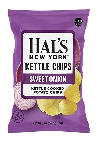 Hal&#39;s New York Kettle Cooked Gluten Free Sweet Onion Flavored Potato Chip Crisps, 2 Oz (Pack of 6)