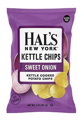 Hal&#39;s New York Kettle Cooked Gluten Free Sweet Onion Flavored Potato Chip Crisps, 2 Oz (Pack of 6)