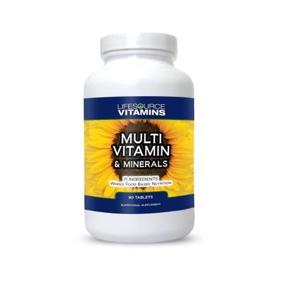 LifeSourceVitamins LifeSource Vitamins Whole Food Multivitamin Minerals with 71 All Natural Ingredients, Probiotics, Digestive Enzymes, Chelated Minerals and Non-GMO, 90 Tablets