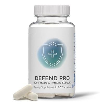 InfiniWell Defend Pro Bone, Heart Immune Support, 60 Capsules (60 Day Supply), Healthy Immune Function and Cardiovascular Health Support Dietary Supplement, with Vitamins A, D3 and K2