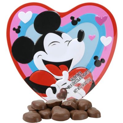 Galerie Disney Mickey Mouse Heart Tin with Milk Chocolates, 2.54 oz