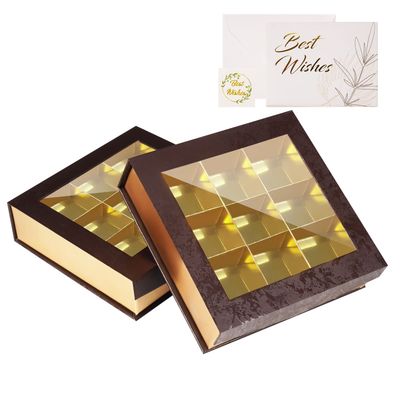 Bumlon Chocolate Box Packaging, Chocolate Packaging Box, Candy Boxes Packaging for Handmade Chocolate, Chocolate Boxes with Present Cards for Mother&#39;s Day, 2 Pack (9 Lattices)