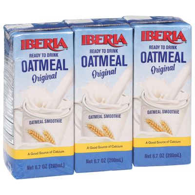 Iberia Oatmeal Drink, Ready-to-Drink, Shelf Stable, Good Source of Calcium, Original Oatmeal Smoothie 6.8 fl oz Single Serve Pack (Pack of 3)