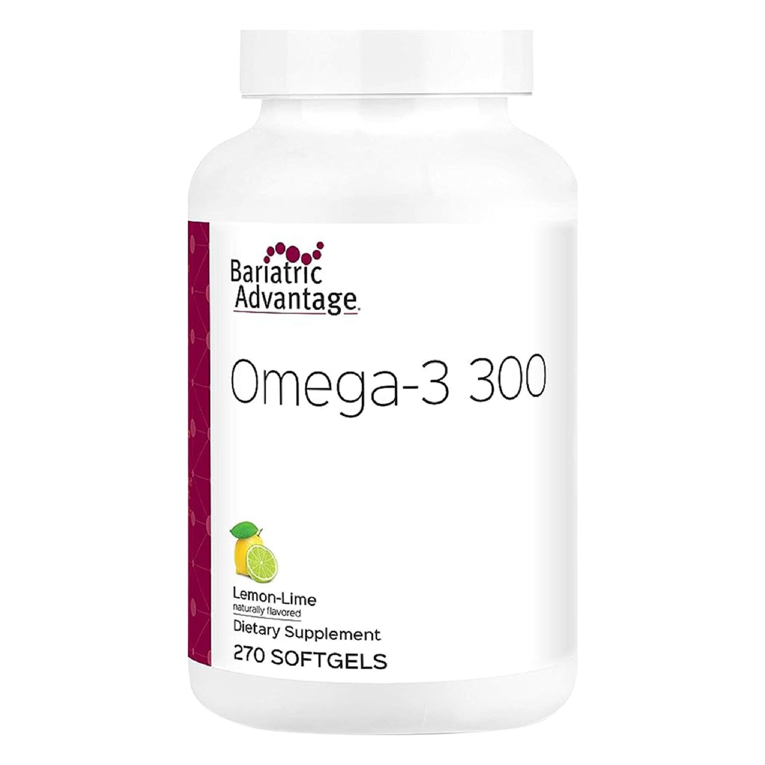 Bariatric Advantage Omega-3 300 EPA DHA Fish Oil Capsules, Concentrated Source of Fatty Acids from Sustainably Sourced Cold Water Fish - Lemon Lime, 270 Softgels