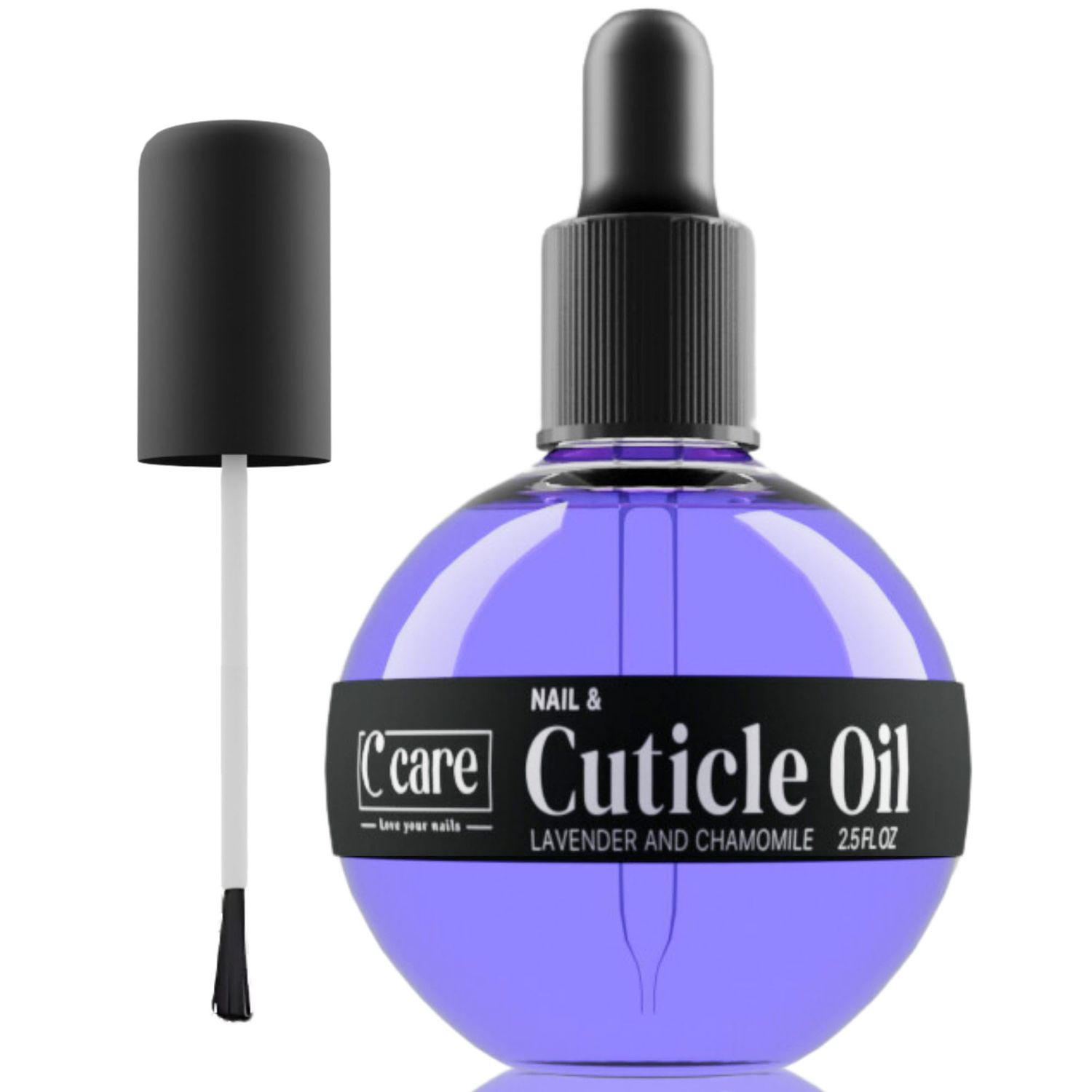 C CARE Lavender and chamomile Cuticle Oil For Nails - Repairs Cuticles Overnight - Moisturizes and Strengthens Nails and Cuticles - Dropper Brush included - 2.5oz