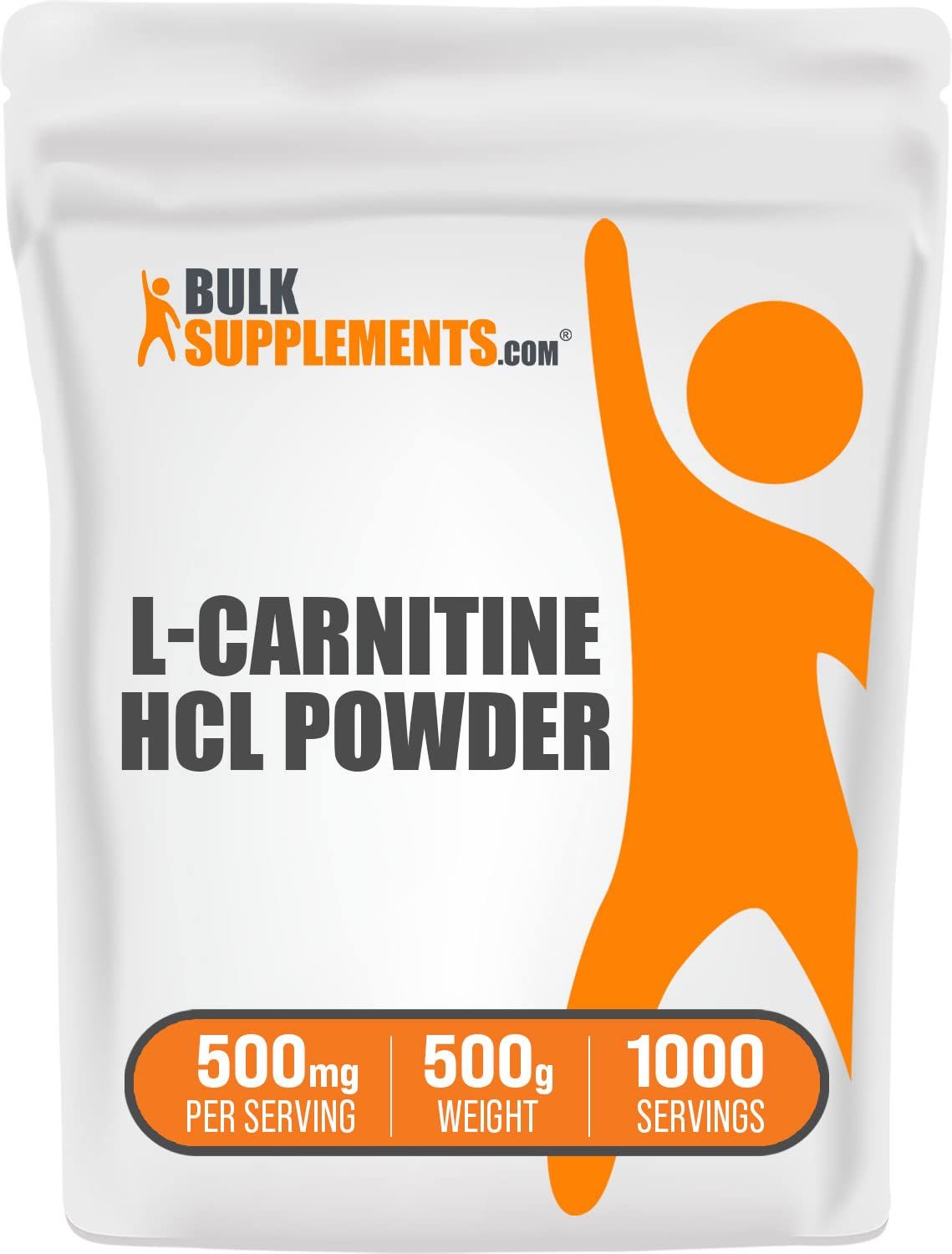 BulkSupplements.com L-Carnitine HCl Powder - Fat Burner Supplements - Carnitine Supplement - Safe Pre Workout (500 Grams - 1.1 lbs)