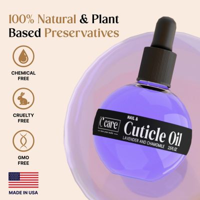 C CARE Lavender and chamomile Cuticle Oil For Nails - Repairs Cuticles Overnight - Moisturizes and Strengthens Nails and Cuticles - Dropper Brush included - 2.5oz