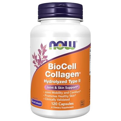 NOW Foods Supplements, BioCell Collagen Hydrolyzed Type II, Clinically Validated, 120 Veg Capsules