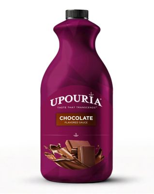Upouria Chocolate Flavored Sauce, Chocolate Sauce for Hot Cold Beverages, Enhances Cakes, Frappes, Smoothies, Gluten-Free, Low Sodium, 64oz Bottle, Pump Not Included