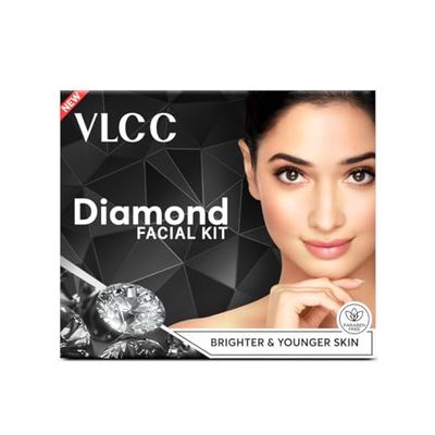 VLCC Party Diamond Facial Kit - Single Use Salon Like Facial at Home in Just 6-Steps Includes Cleanser, Scrub, Cream, Face Pack Moisturizing Gels 2.12 Oz60g