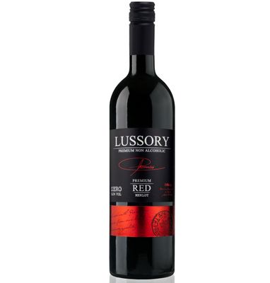 Lussory Premium Merlot Alcohol Removed 0.0 Dealcoholized Red Non Alcoholic Wine From Spain, Low Calories, Low Sugar, Halal Certified (750ml, 1 Bottle)