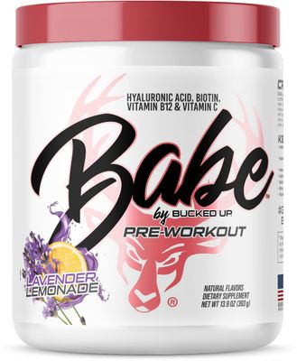 Babe Pre Workout powder for Women Lavender Lemonade 6g Citrulline, 2g Beta-Alanine, 100mg Hyaluronic Acid, 5mg Biotin and 5 other registered trademarked ingredients 30 servings 13.9 OZ