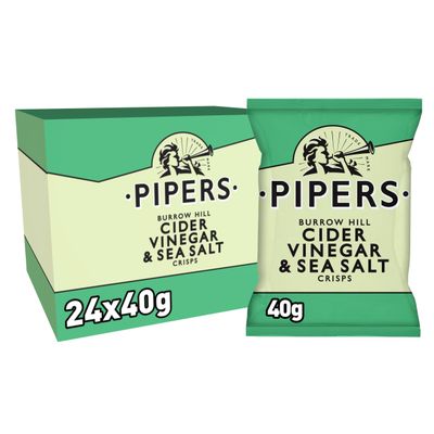 Pipers Crisps Burrow Hill Cider Vinegar and Sea Salt (Pack of 24)