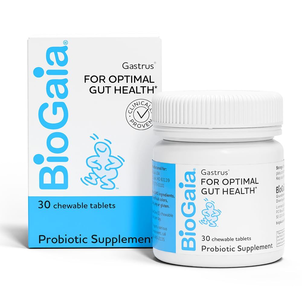 BioGaia Gastrus Gut Health Probiotic Eases Abdominal Discomfort, Gas Bloating Promotes Regularity a Healthy Gut Contributes to a Balanced Microbiome Backed by 30 Years of Research