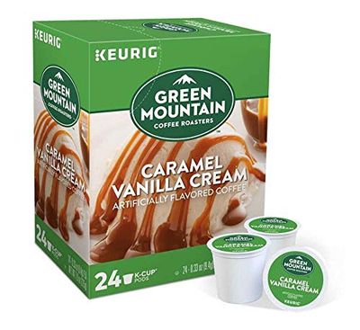 Keurig Coffee Pods K-Cups 16 18 22 24 Count Capsules ALL BRANDS FLAVORS (24 Pods Green Mountain - Caramel Vanilla Cream)