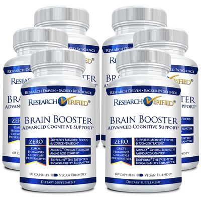 Brain Booster - Nootropic Supplement to Enhance Cognitive Function - 360 Vegan Friendly Capsules - 6 Bottles