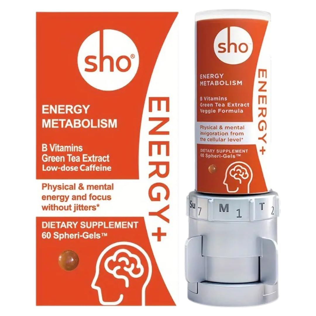SHO Energy Kit Vegan Energy Focus Supplements 60 Pills-Matcha Extract, Methylated B Complex Vitamin B Complex, and Caffeine Natural Energy Booster for Men Women Without Crash Jitters