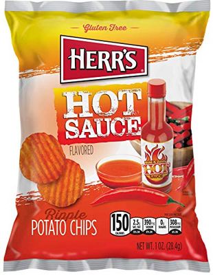 Herr&#39;s Hot Sauce Ripples Potato Chips 1 Oz (Pack of 7)