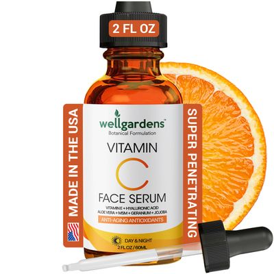 100 Pure Vitamin C Serum for Face - Anti Aging Face Serum - Vitamin C Face Serum, Vitamin E, Hyaluronic Acid, Botanical Blend - Face Serum for Eye Area, Dark Spots, Fine Lines, Wrinkles - 2 FL OZ
