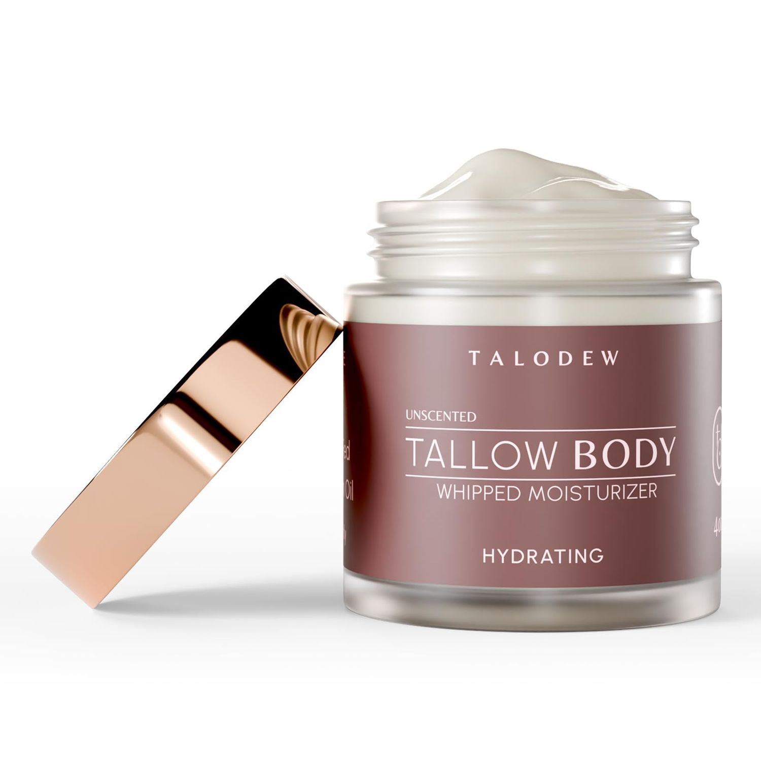 Talodew Beef Tallow Moisturizer - Whipped Hydrating FaceBody Moisturizer with Natural Grass Fed Beef Tallow, Argan Oil - Unscented Moisturizer Calms Dry Skin Conditions - All Skin Types - 4 fl. Oz